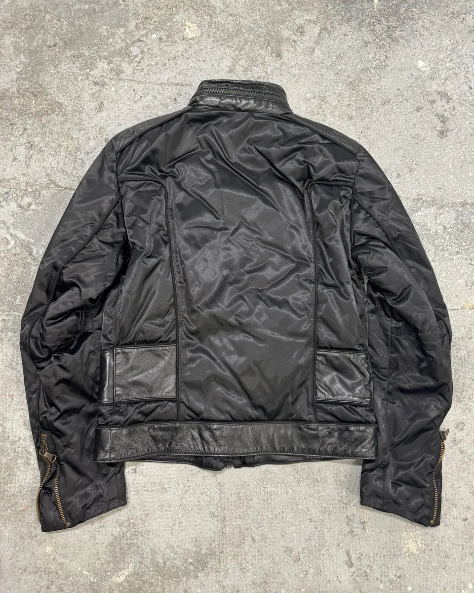 FW2007 Dolce & Gabbana Black Multi Zip Utility Nylon Leather Jacket - Image 4