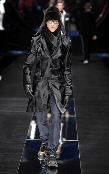 FW2007 Dolce & Gabbana Black Pony Hair Long Trench Coat Jacket - Image 2