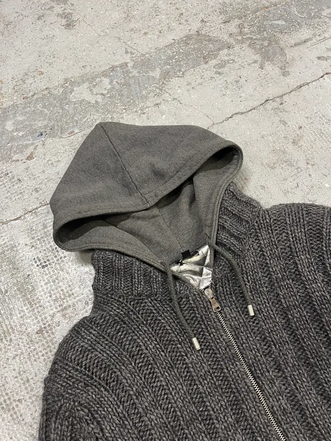 FW2007 Dolce & Gabbana Grey Wool Hooded Jacket - Image 5
