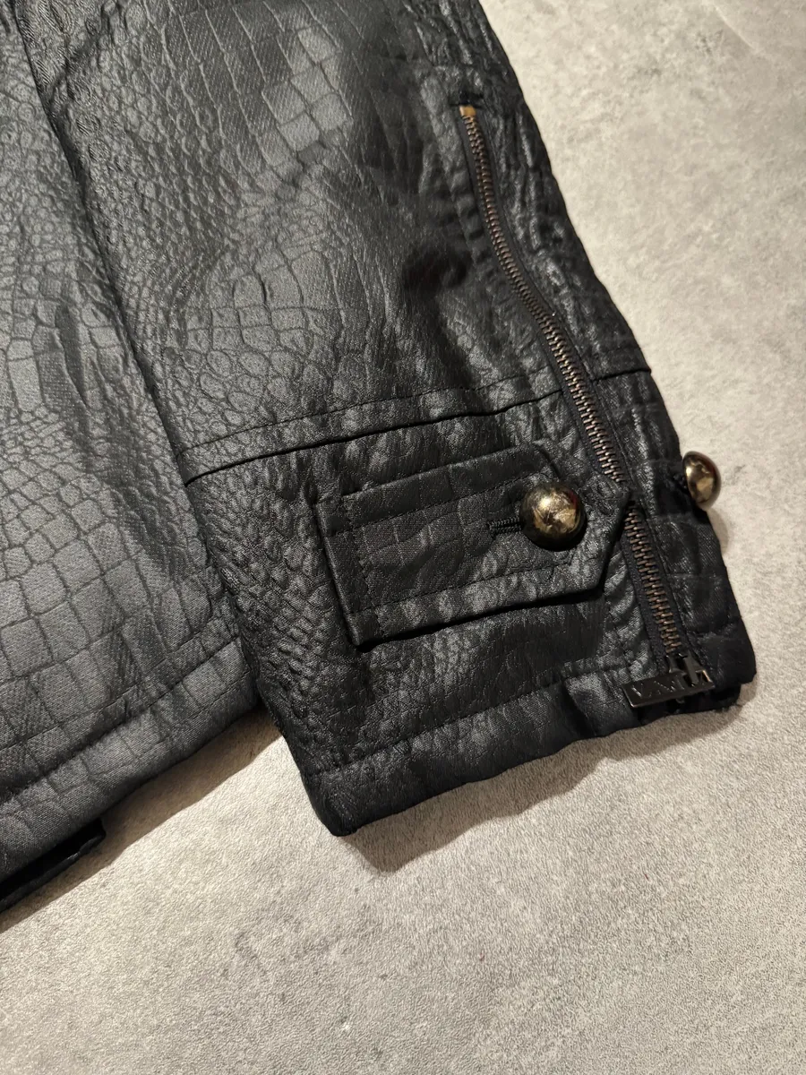 FW2007 Emporio Armani Crocodile Nylon Black Jacket - Image 10