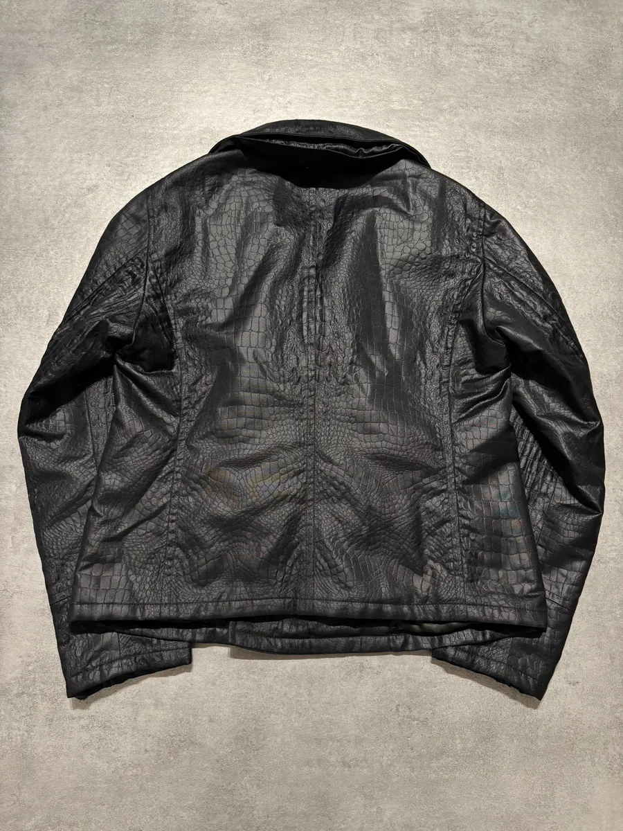 FW2007 Emporio Armani Crocodile Nylon Black Jacket - Image 4