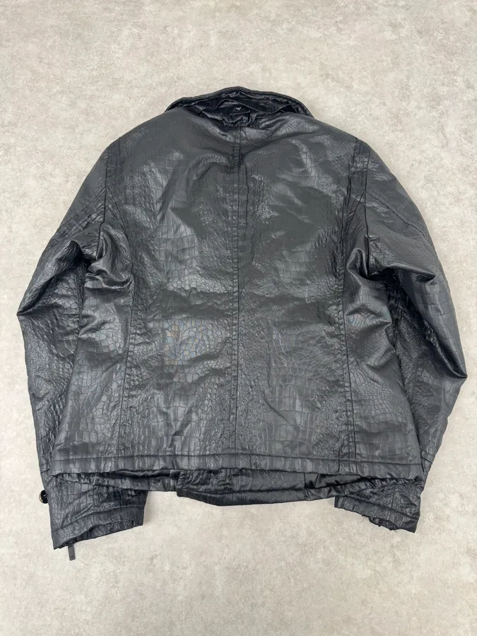 FW2007 Emporio Armani Offcier Black Crocodile Effect Jacket - Image 8