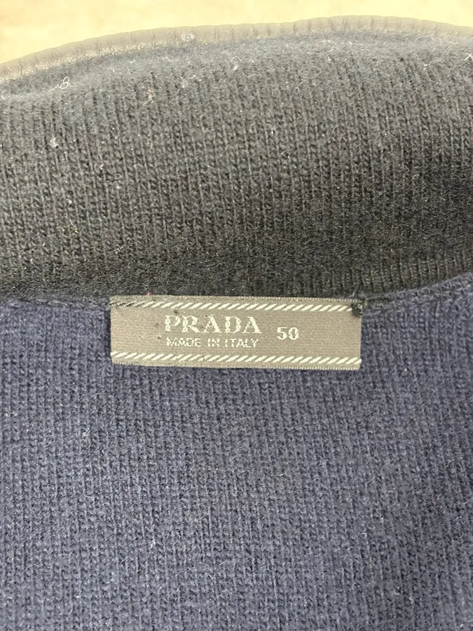 FW2007 Prada Black Padded Leather Wool Zip-up Sweater - Image 10