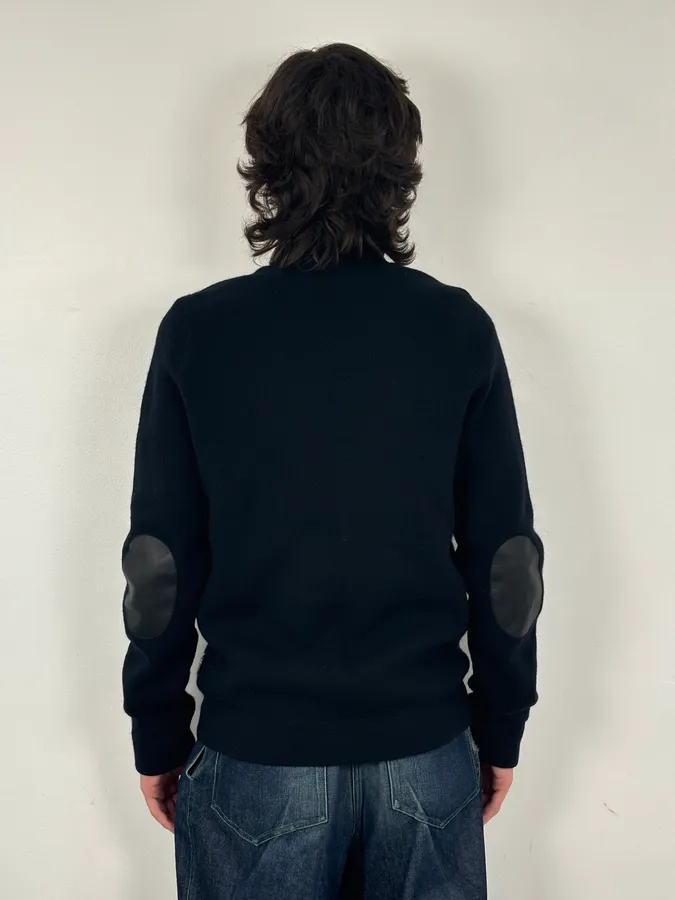 FW2007 Prada Black Padded Leather Wool Zip-up Sweater - Image 3