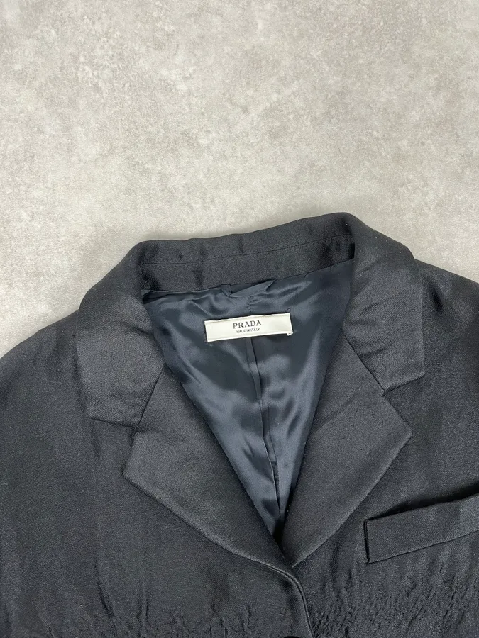 FW2007 Prada Black Plissed Blazer Jacket - Image 6