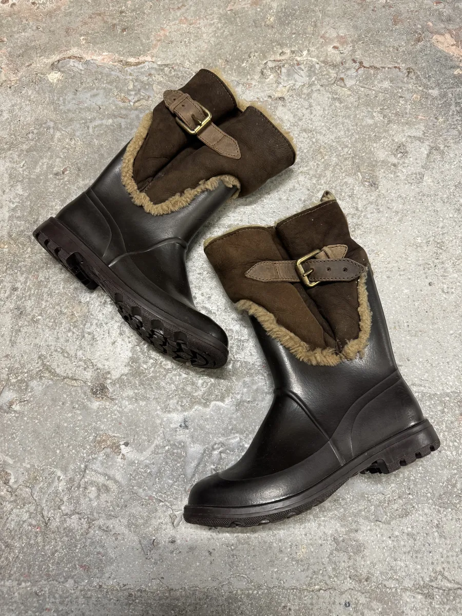 FW2008 Dolce & Gabbana Black & Fur Leather Runway Italian Boots - Image 3