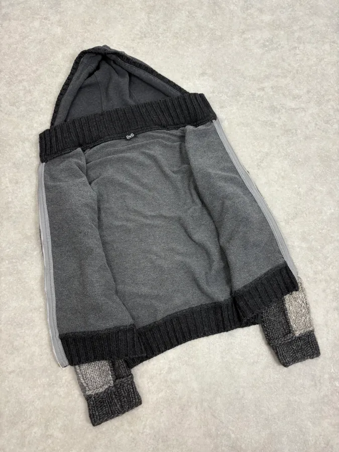 FW2008 Dolce & Gabbana Patchwork Wool Zip-Up Hoodie - Image 7