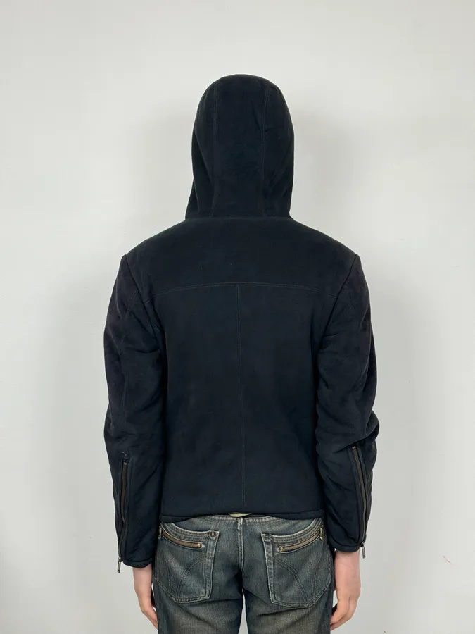 FW2008 Emporio Armani Navy Shearling Jacket - Image 3
