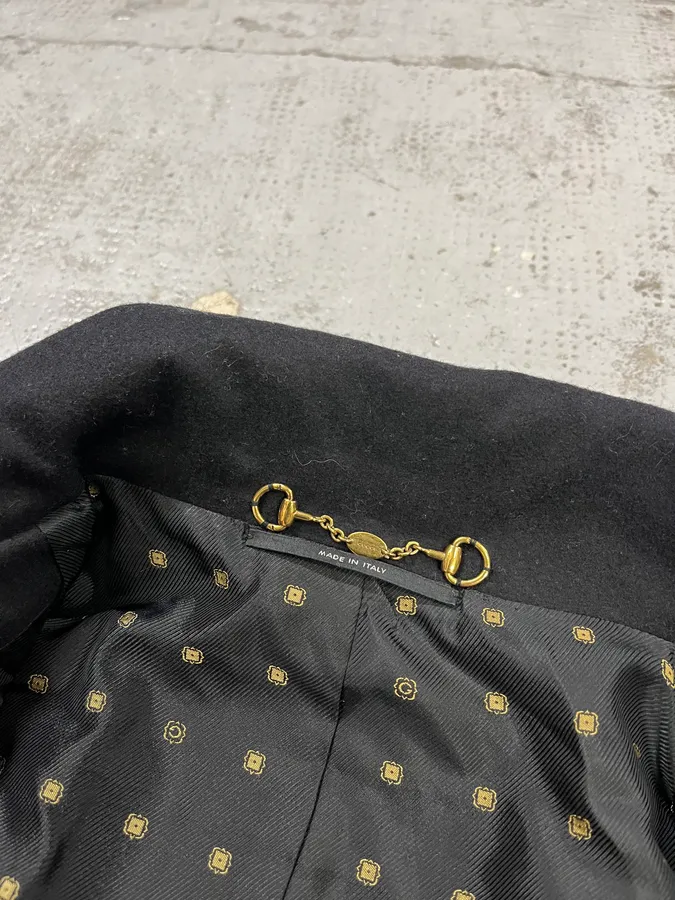 FW2008 Gucci Black Wool Officer Embroidered Jacket by Frida Giannini - Image 12