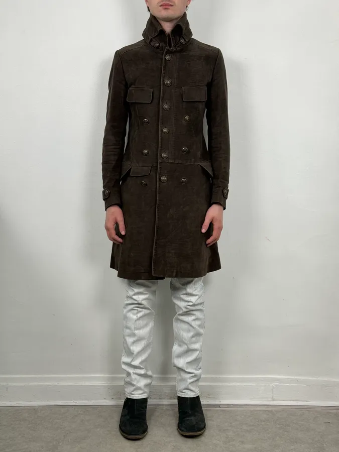 FW2008 Gucci Brown Wool Double-Breasted Coat by Frida Giannini - Image 3