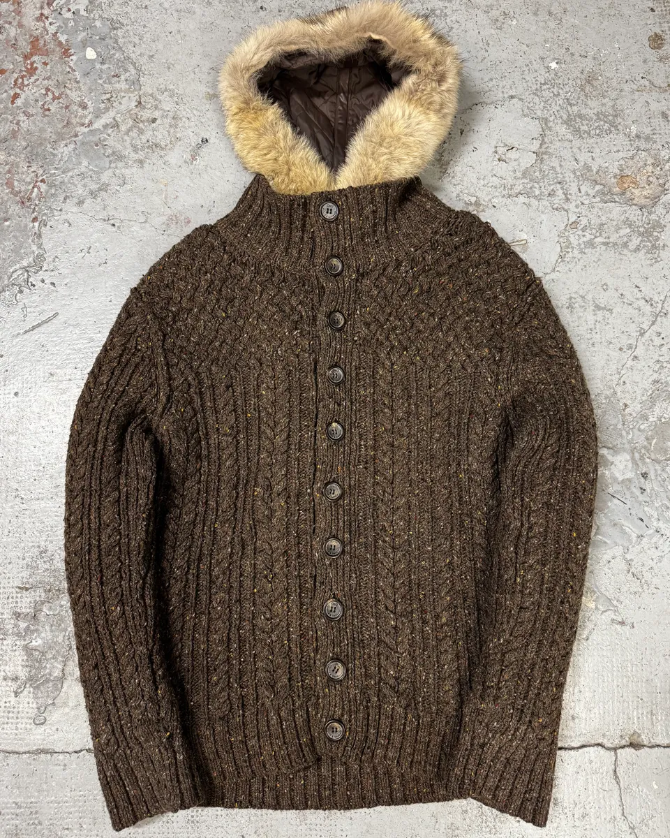 FW2009 Dolce & Gabbana Brown Wool Layered Hooded Puffer Jacket