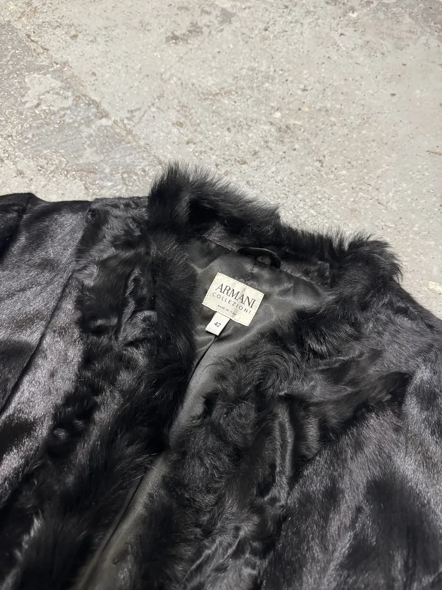 FW2010 Armani Collezioni Black Fur & Pony Hair Leather Jacket - Image 7