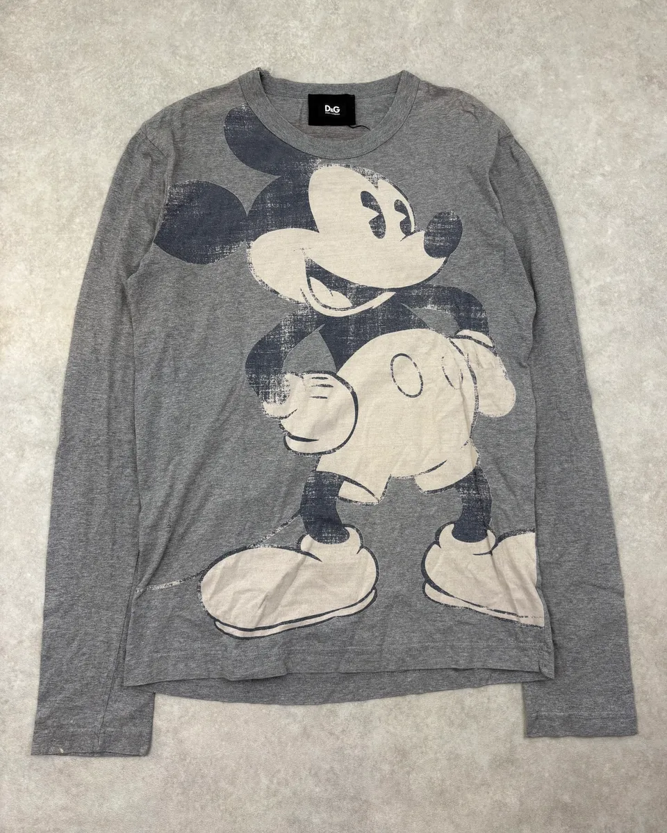 FW2010 Dolce & Gabbana Grey Mickey Mouse Longsleeve T-Shirt