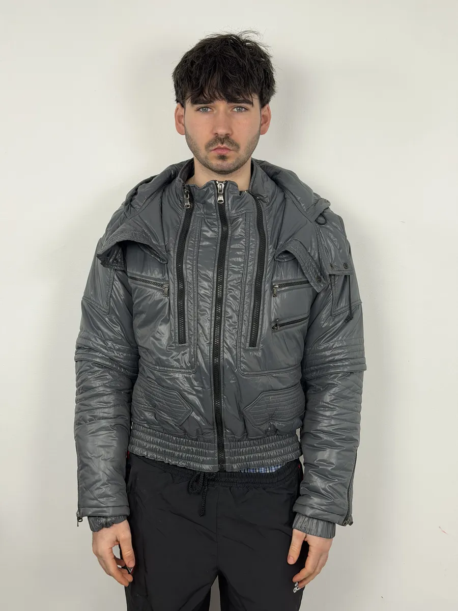 FW2010 Dolce & Gabbana Grey Multi Zips Astro Puffer Jacket - Image 4