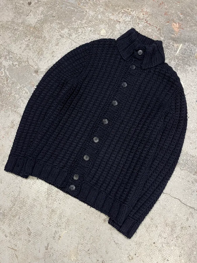 FW2010 Dolce & Gabbana Wool Buttoned Navy Cardigan - Image 4
