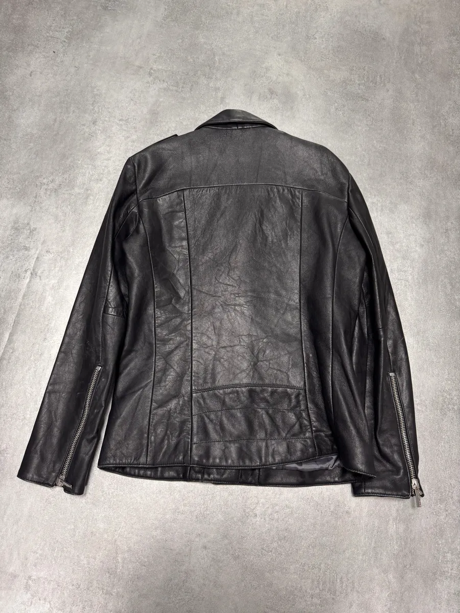 FW2011 Armani x Rihana Moto Black Leather Jacket - Image 3