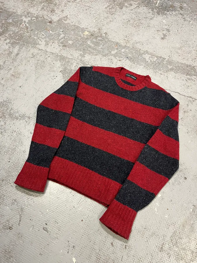 FW2011 Dolce & Gabbana Red & Grey Stripes Wool Sweater - Image 4