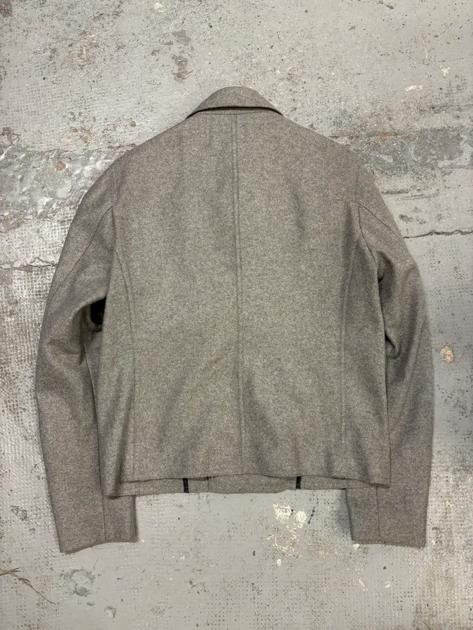 FW2011 Emporio Armani Asymmetrical Biker Grey Wool Jacket - Image 6