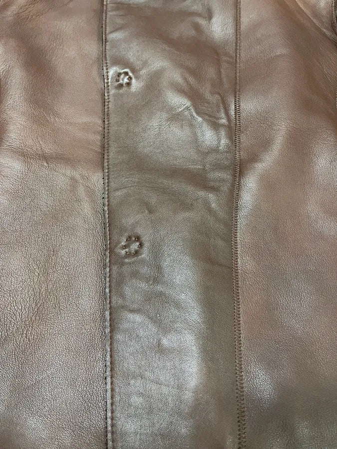 FW2011 Emporio Armani Imperial Asymmetrical Brown Leather Jacket - Image 8