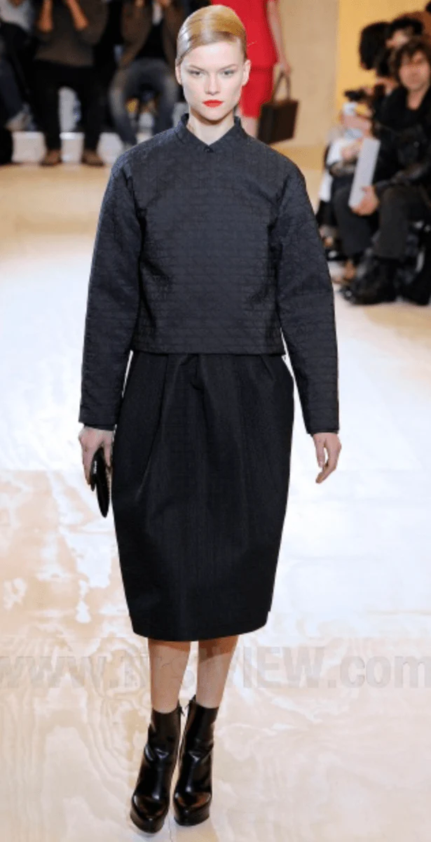 FW2011 Jil Sander Black A-Line Faux Pony Hair Skirt - Image 2