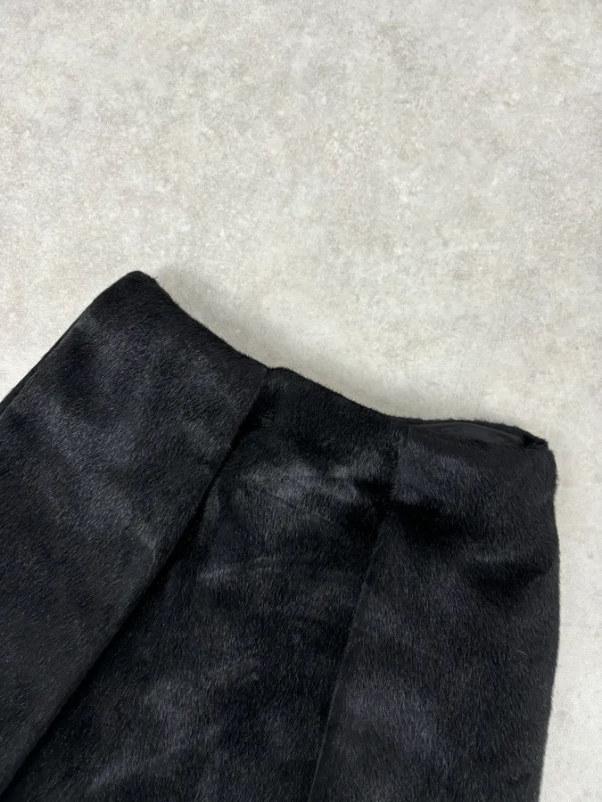 FW2011 Jil Sander Black A-Line Faux Pony Hair Skirt - Image 7