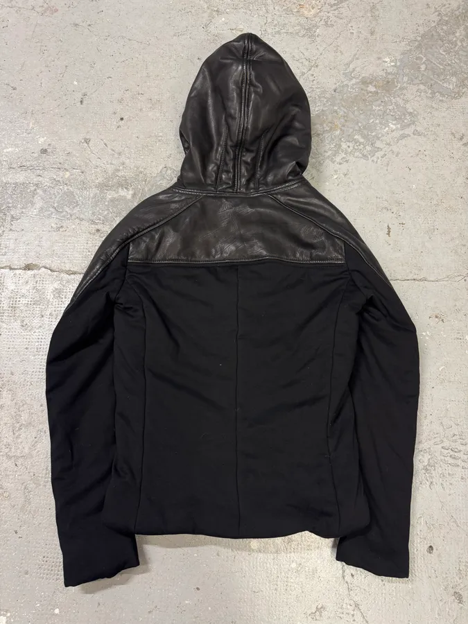FW2012 Emporio Armani Ninja Asymmetrical Leather Hooded Coat - Image 3
