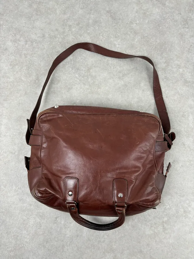 FW2012 Maison Margiela H&M Brown Leather Upside Down Messenger Bag - Image 6