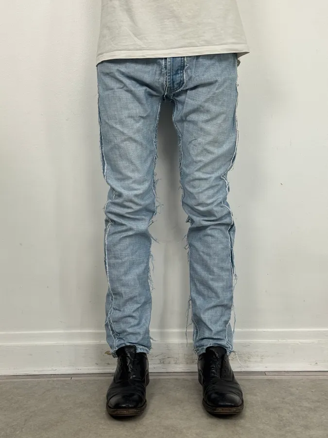 FW2012 Maison Margiela H&M Light Blue Denim Inside-Out Jeans