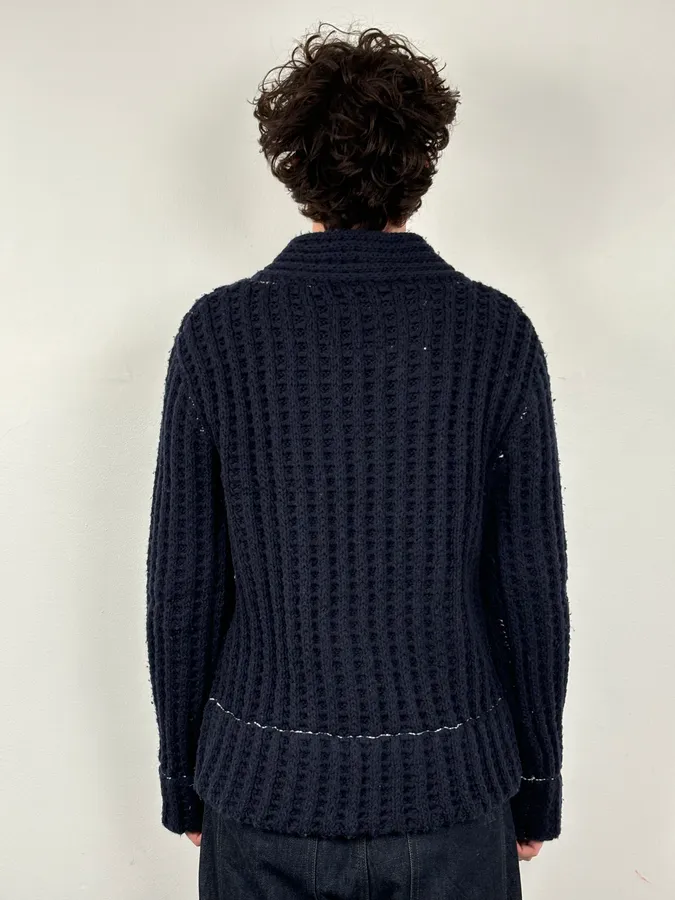 FW2012 Maison Margiela x H&M Wool Navy Cable Knit Sweater - Image 3