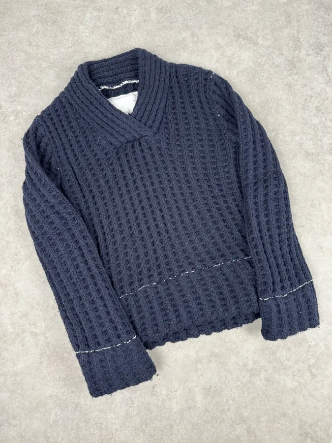 FW2012 Maison Margiela x H&M Wool Navy Cable Knit Sweater - Image 4