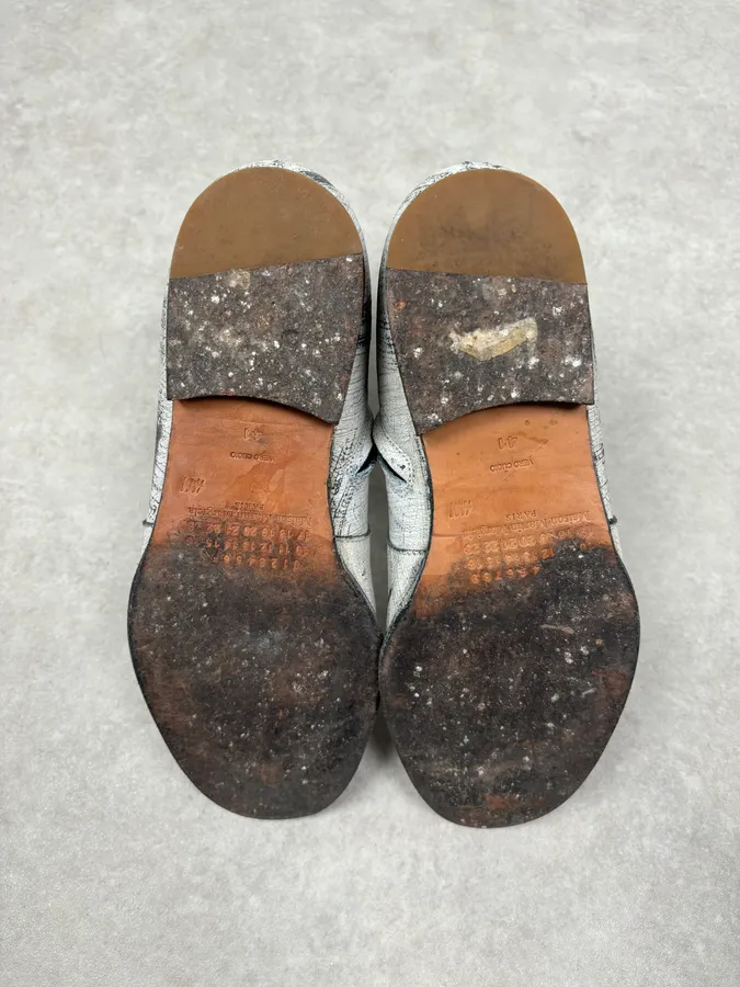 FW2012 Martin Margiela Cream Leather Chelsea Boots Crackled Size 41 - Image 7