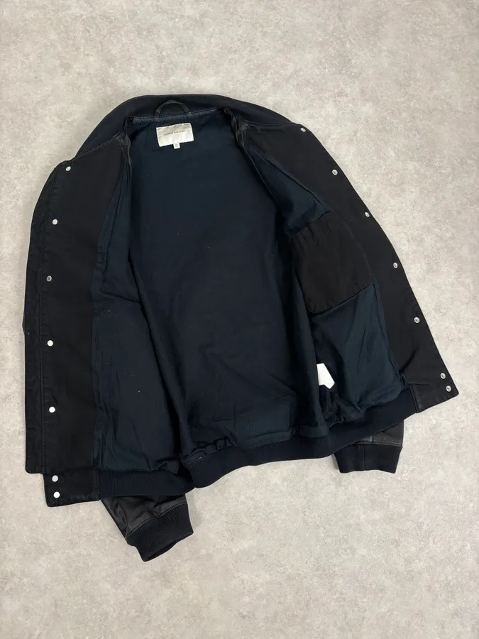 FW2012 Pierre Balmain Buttoned Waxed Black Bomber Jacket - Image 7