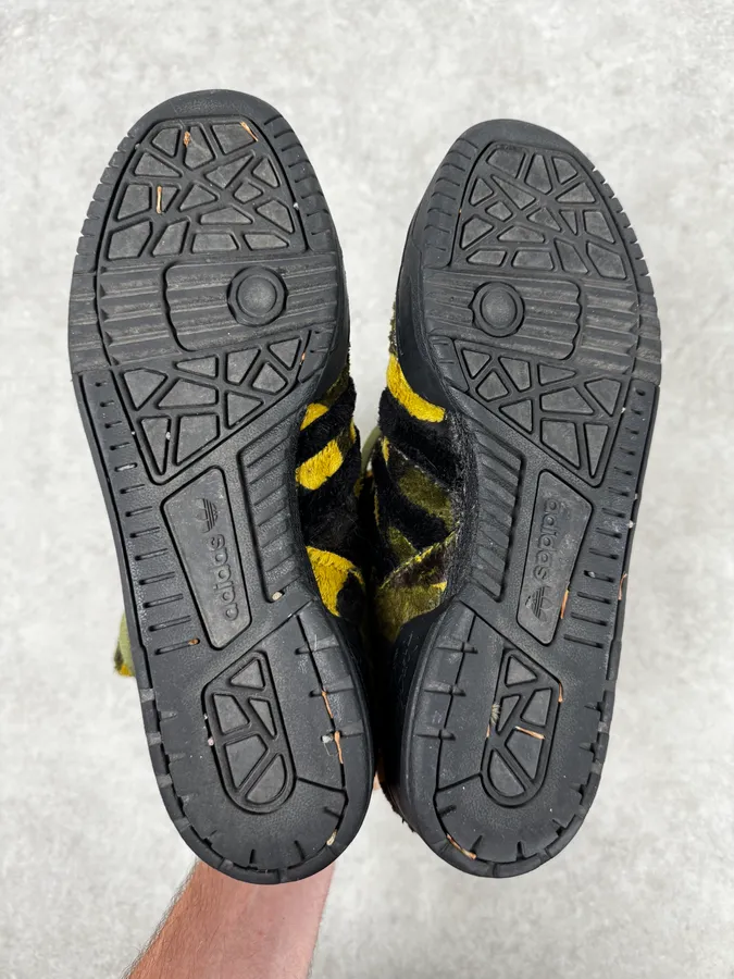 FW2013 Adidas x Jeremy Scott Khaki Plush Camo Bear Sneakers - Image 12