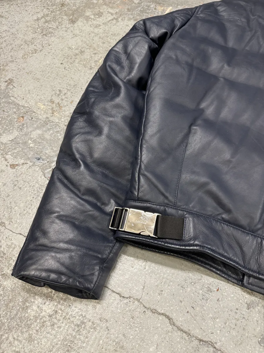 FW2013 Dior Navy Asymmetrical Lambskin Leather Bomber Jacket by Kris Van Assche - Image 9