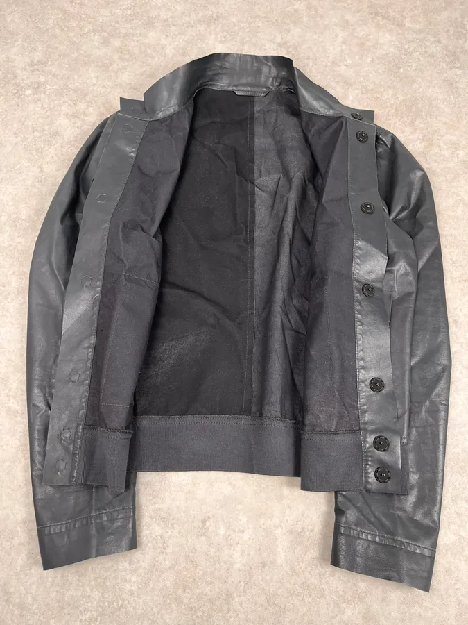 FW2013 Emporio Armani Pure Grey Leather Jacket - Image 9