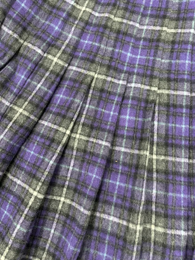 FW2013 Prada Purple Tartan Wool Pleated Skirt - Image 9