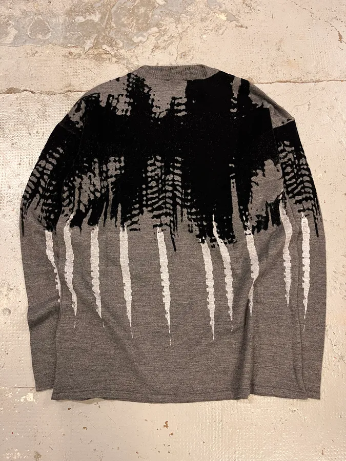 FW2014 Emporio Armani Abstract Skyscrapers Grey Sweater - Image 3