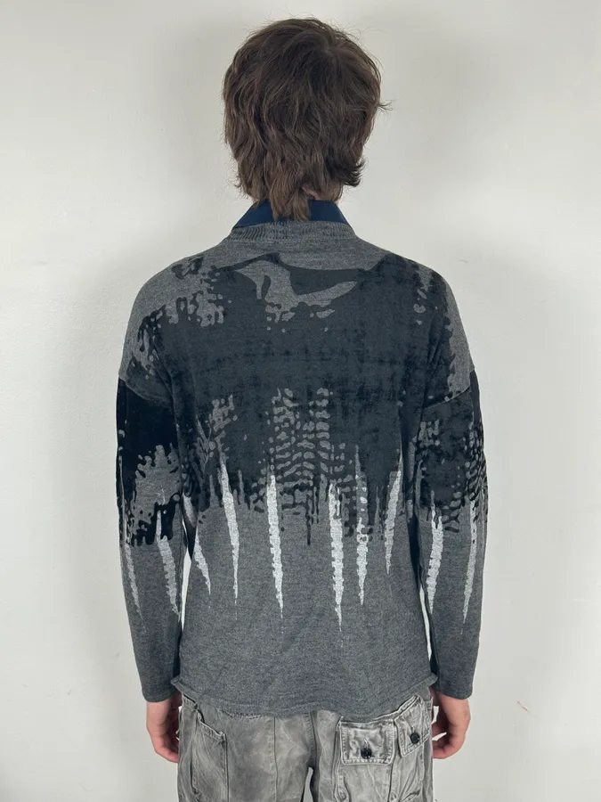 FW2014 Emporio Armani Abstract Skyscrapers Grey Sweater - Image 4