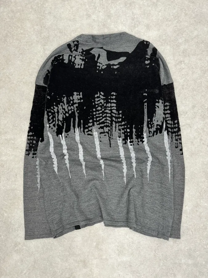 FW2014 Emporio Armani Abstract Skyscrapers Grey Sweater - Image 9