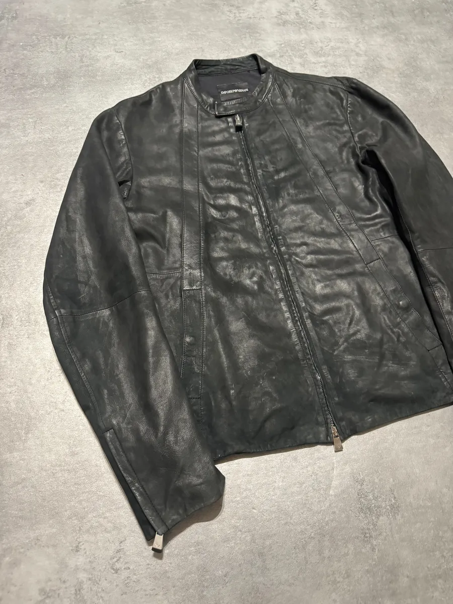FW2014 Emporio Armani Archive Brut Minimalist Leather Jacket - Image 11