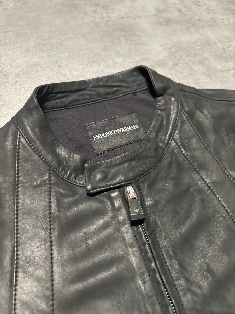 FW2014 Emporio Armani Archive Brut Minimalist Leather Jacket - Image 9