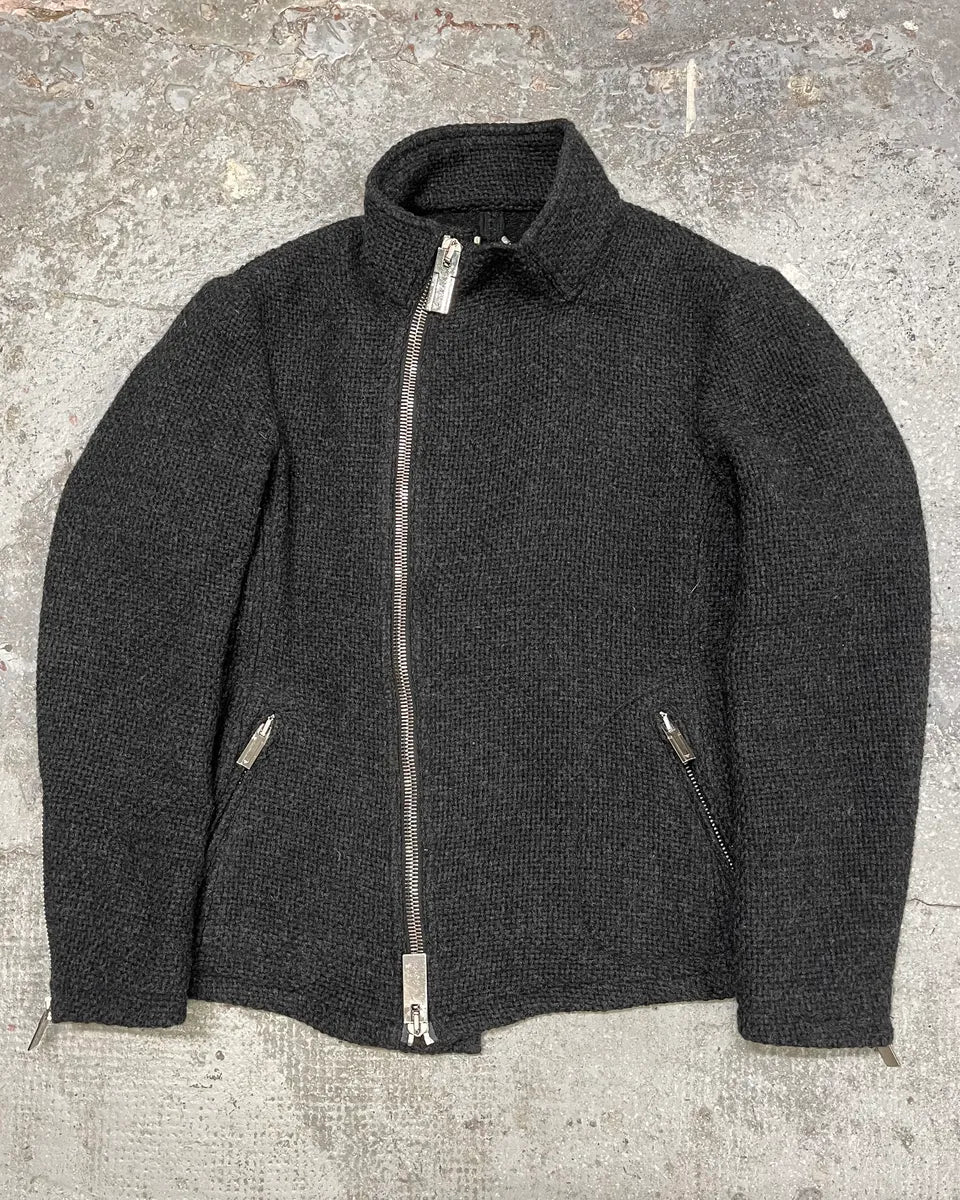 FW2014 Emporio Armani Asymmetrical Grey Wool Jacket