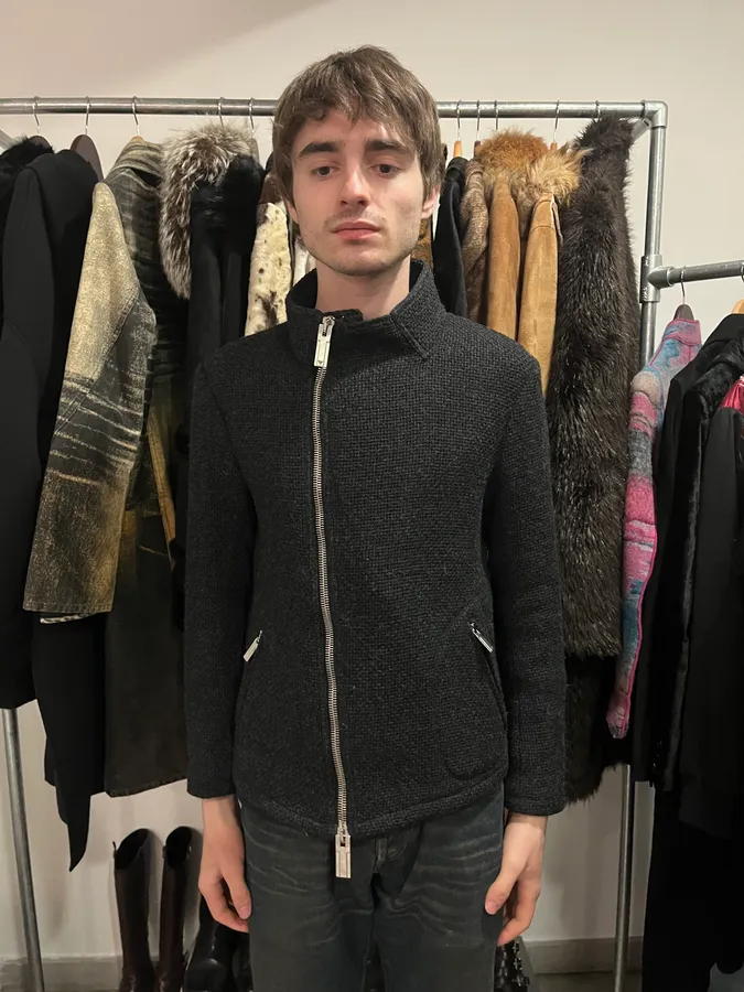 FW2014 Emporio Armani Asymmetrical Grey Wool Jacket - Image 2