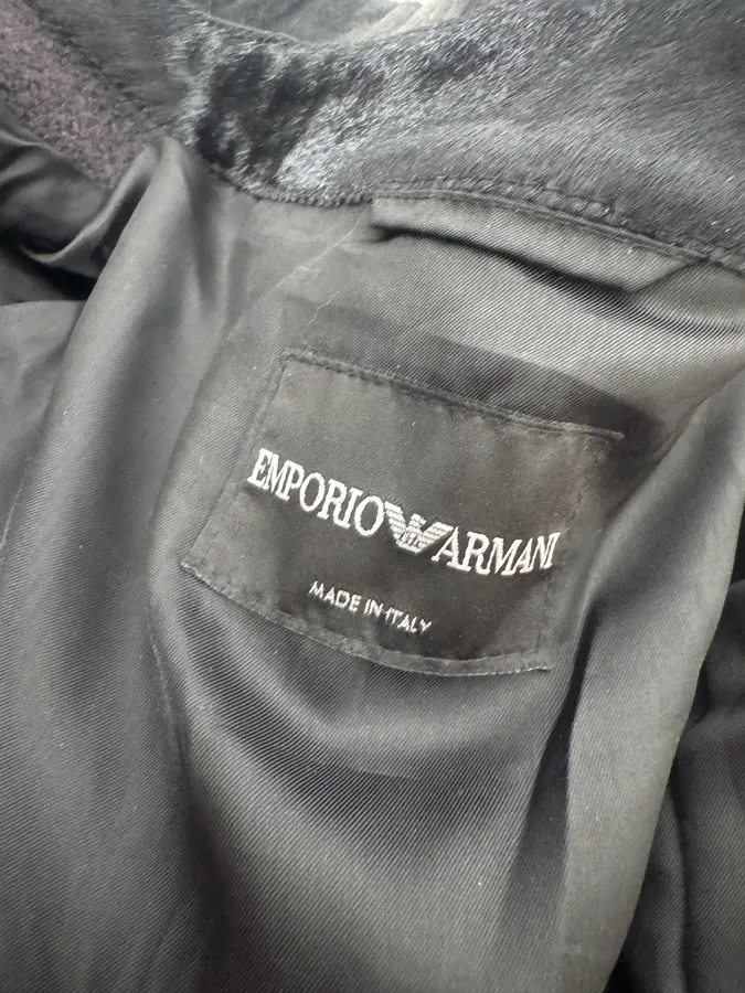 FW2014 Emporio Armani Grey Wool & Black Pony Hair Jacket - Image 8
