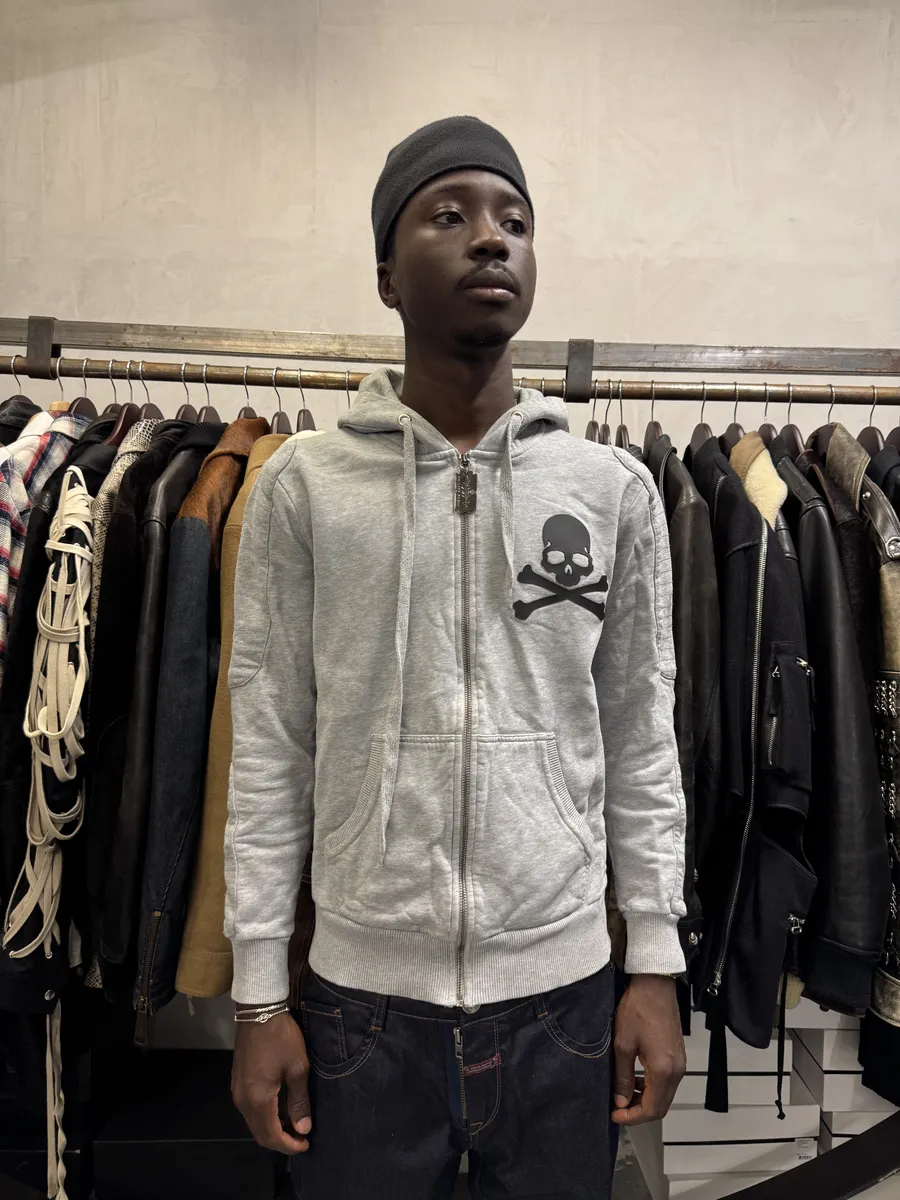 FW2014 Philipp Plein Deadskull Grey Zip-up Hoodie - Image 2