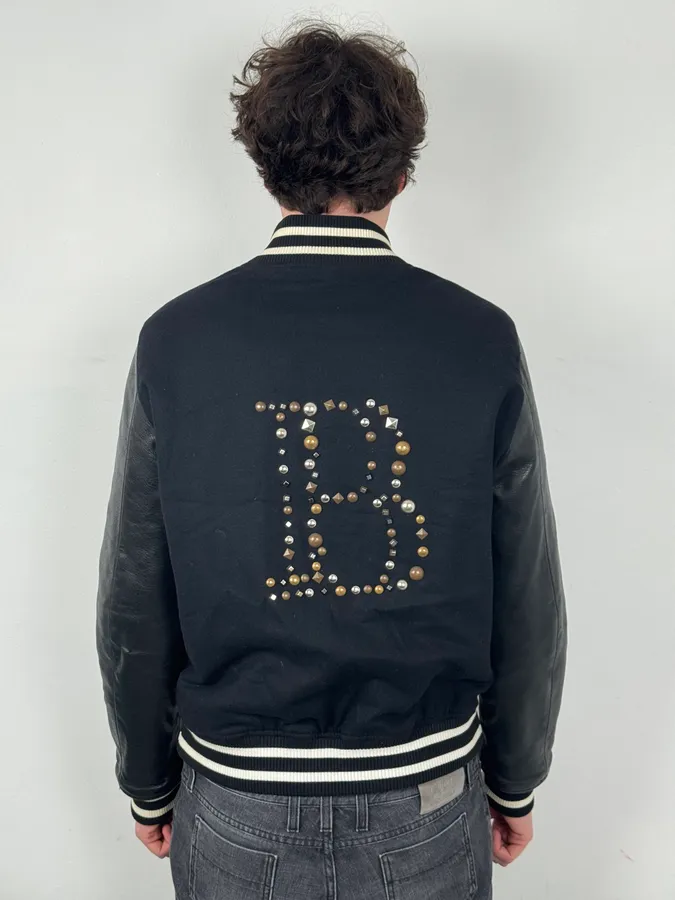 FW2014 Pierre Balmain Black Leather Studded Bomber Jacket - Image 4