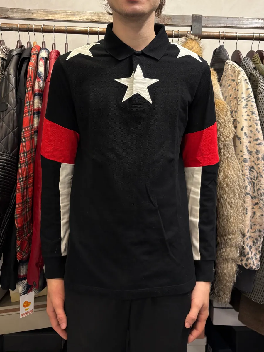 FW2015 Givenchy Stars Black Polo Lonsleeves - Image 2