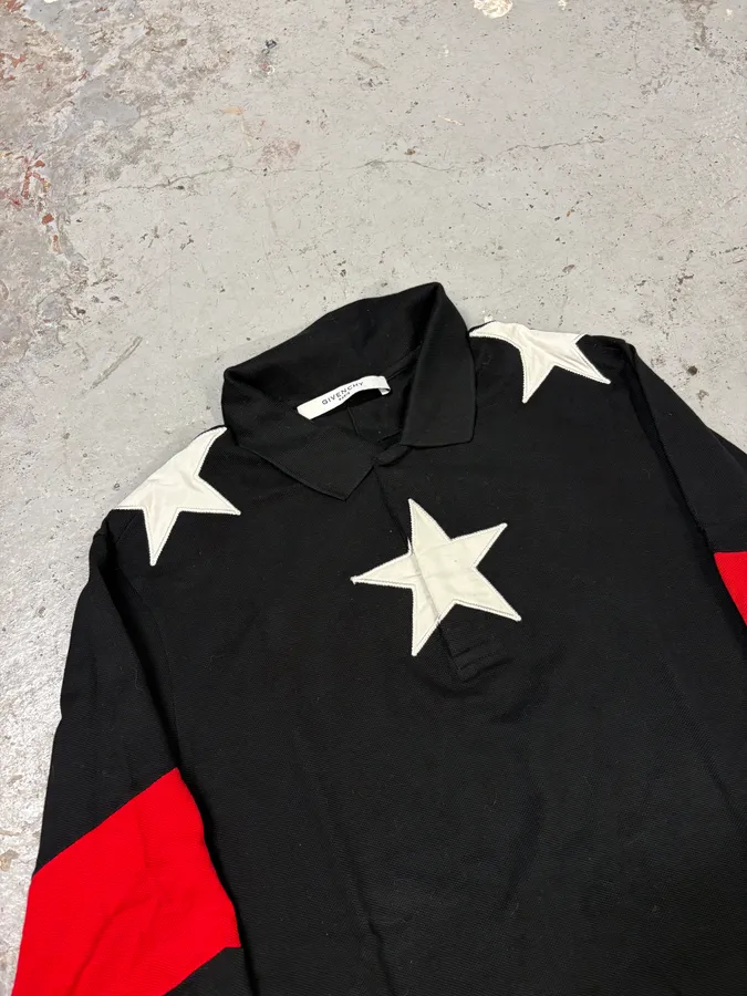 FW2015 Givenchy Stars Black Polo Lonsleeves - Image 5