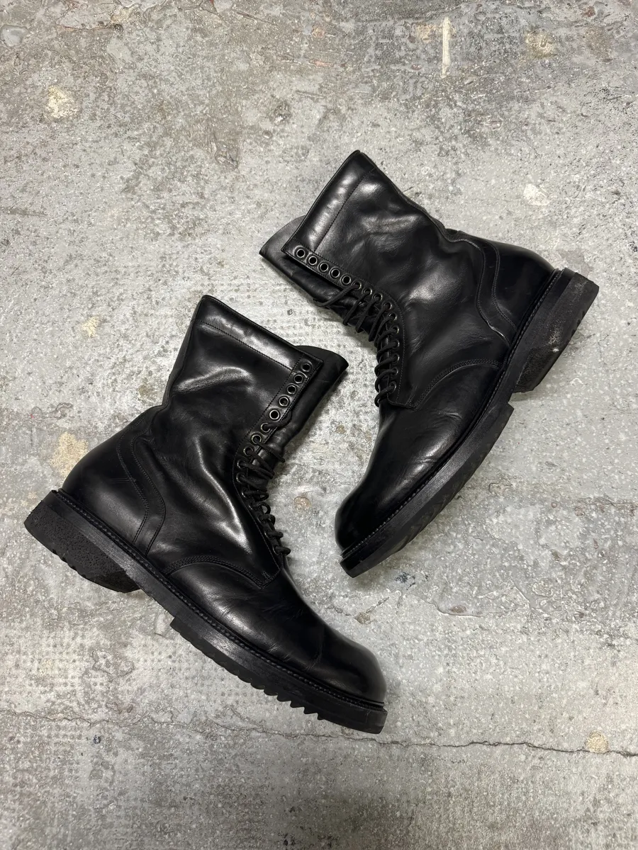 FW2015 Rick Owens Army Black Combat Leather Boots - Image 6