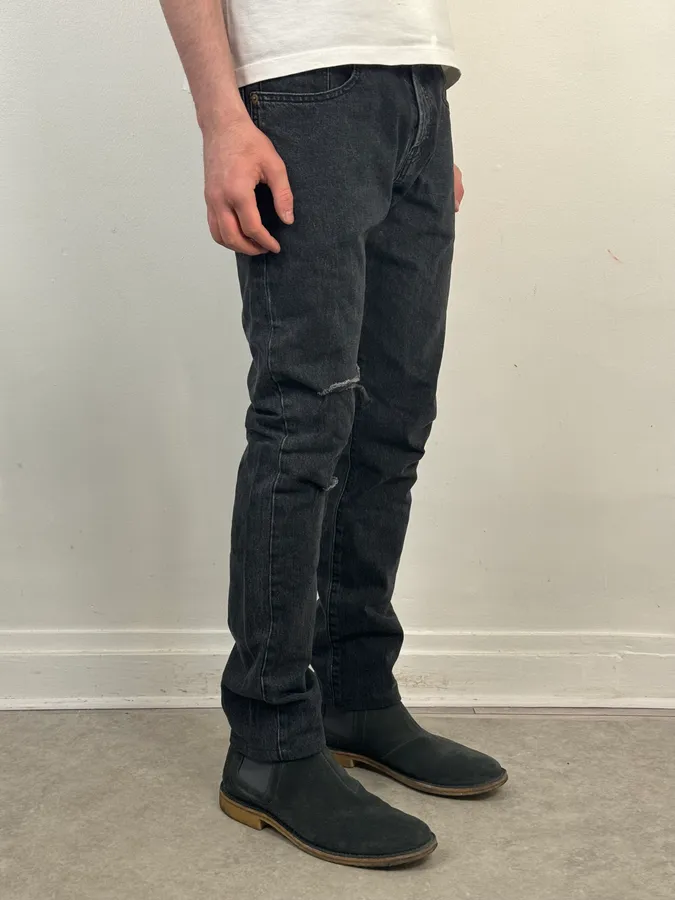 FW2015 Saint Laurent Black Denim Distressed Jeans - Image 3